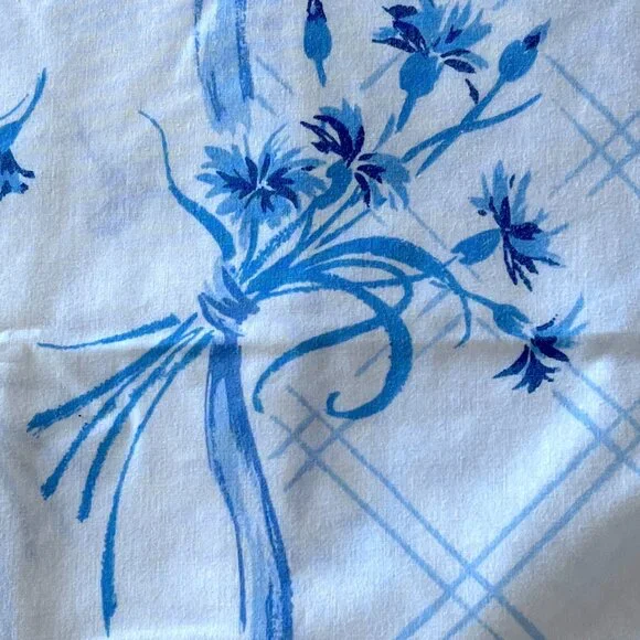 Wamsutta Ultracale blue white floral stripe king pillowcases 2 Vintage cotton